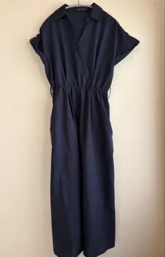 BLUE EAST　カシュクールシャツワンピース　ネイビー　※ベルト無し