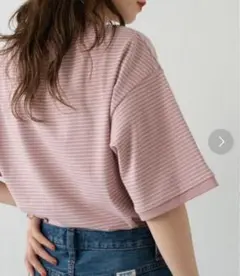 kastane ピンクストライプオーバーサイズTシャツ