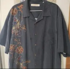 Tommy Bahama トミーバハマ 半袖開襟 刺繍シャツ　シルク100％