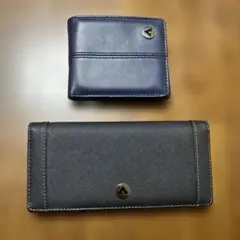 長財布(黒)と折り財布(紺)のセット　合皮