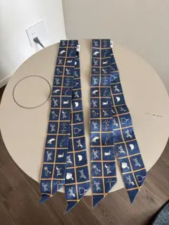 ⭐️良品⭐️ エルメス ツイリースカーフ レオパード ブルー 2本セット ⭐️良品⭐️ エルメス ツイリースカーフ レオパード ブルー 2本