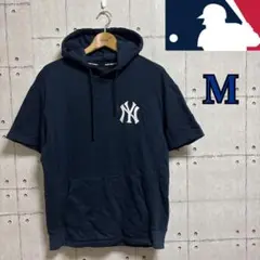 【MLB】ニューヨーク・ヤンキース M フード付きスウェットパーカー　半袖