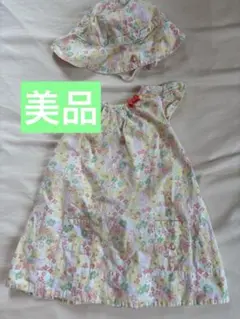 美品　プチバトー　花柄ワンピース　リボン　カラフル　フリル