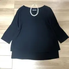 美品　セオリーリュクス　ウォッシャブル とろみ　ブラウス　ネイビー　38