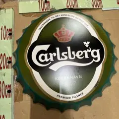 Carlsberg プレミアムピルスナー ブリキ看板 お酒蓋 カールスバーグ
