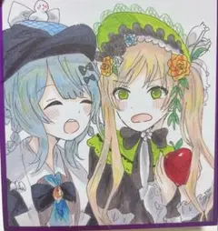 魔法少女ノ魔女裁判　手描きイラスト2枚セット