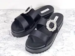 【未使用】ユナイテッドアローズ★ビジュー付き★サテンサンダル★23.0cm★