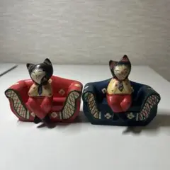 バリ猫 猫の置物 バリ雑貨 2点セット
