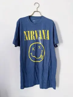 NIRVANA スマイリー顔 Tシャツ ネイビー