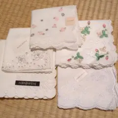 刺繍ビーズ装飾のハンカチセット