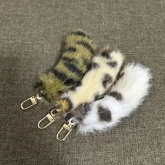 動物柄ファーキーホルダー3個セット　B