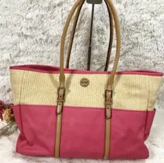 極美品✨トリーバーチ トートバッグ ピンク ベージュ カゴ 大容量 A4