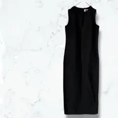 2284＊アビトーキョー＊ロングワンピース 黒 S Vネック バックスリット