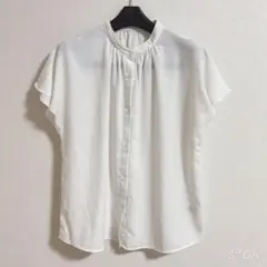 GU ホワイト シフォン シンプル とろみ 半袖シャツM
