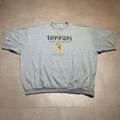 Ferrari 半袖　tシャツ　グレー　刺繍　中厚手　車　企業　L