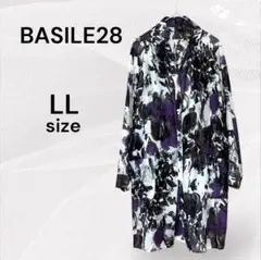 BASILE28 美品 ロングシャツ シアーシャツ シルク混 長袖シャツ LL