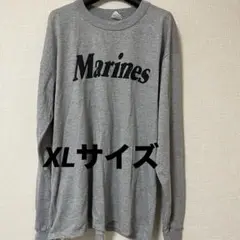 【古着】マリンズ　Marines メンズ　長袖　Tシャツ　グレー