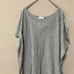 レプシィム　半袖変形サマーニット(F)シンプルグレーゆったりリネン＆綿