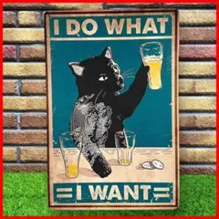 ブリキ看板 ビールお酒黒猫タトゥーアメリカン雑貨おしゃれインテリア壁装飾DIYa