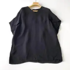 マルニ レーヨン 半袖 カットソー Vネック M〜L バックジップ 黒レディース