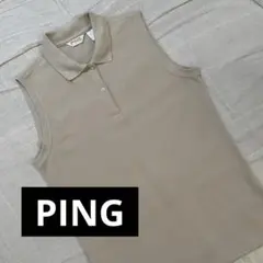 ●ピンコレクション●ポロシャツ ベージュ ノースリーブ US Mサイズ