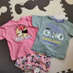 ミニーとミッキーのTシャツとショートパンツセット