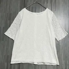 ピンクアドベ　レースブラウス　白　L