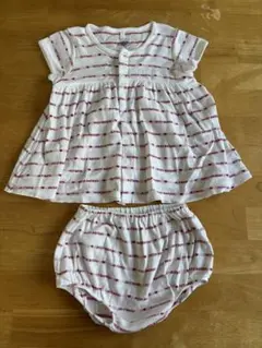 【PETIT BATEAU】半袖ワンピース、カバーパンツセット　12m/74cm