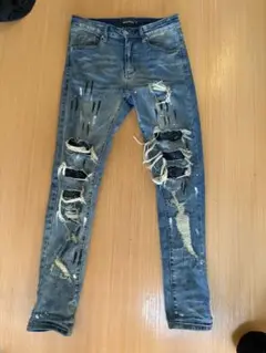 hesntls ダメージデニム　アシッドブルー　30インチ hesntls ダメージデニム アシッドブルー 30インチ