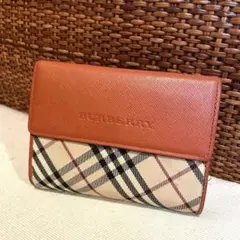 バーバリー 三つ折り財布 がま口 ロゴ 二つ折り財布 【中古】