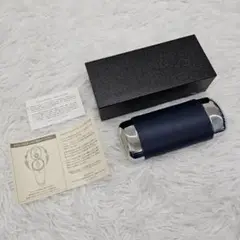 【未使用】スリップオン　BT Oval　メガネケース　レザー　スチール　ブルー