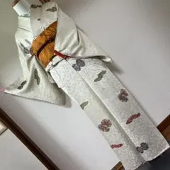 小紋　扇に太鼓柄　小柄　リメイク　練習用向け　正絹