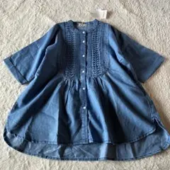 【新品】tsukuru&Lin ピンタック スモッキング デニムシャツ　M 綿混
