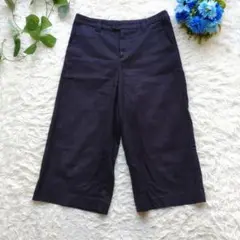 【ELLE エル】【L相当】ガウチョパンツ　ワイドパンツ　黒　ブラック　オフィス