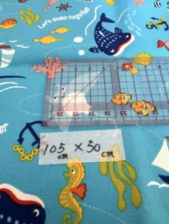 D-3 水族館柄　水色　オックス生地②