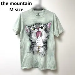 THE MOUNTAIN プリントTシャツ　M ねこ　タイダイ染め　グリーン