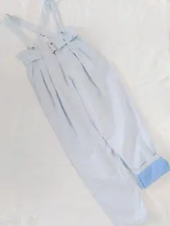 極美品DIESEL 水色 ピンクゴールド サスペンダー付ハイウエストタックパンツ
