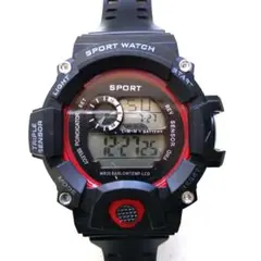 新品 SPORT WATCH/デジタルウォッチ/メンズ腕時計/ブラック×レッド