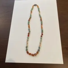 天然石ネックレス オレンジ 緑 62cm
