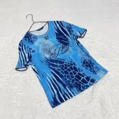 EK3812【イタリヤ】Tシャツ カットソー【9】ヒョウ柄 ラインストーン ラメ