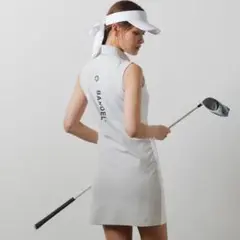 BANDELバンデルホワイトベージュゴルフワンピース　ノースリーブS