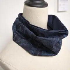 着物リメイク　大島紬（絹）ハンドメイド　スヌード　日焼け予防