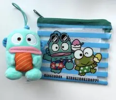新品　サンリオコラボ　スシロー　はぴだんぶい マスコット　ポーチ　ハンギョドン