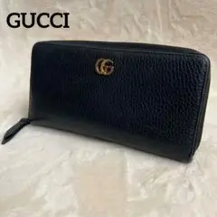GUCCI グッチ　長財布 マーモント　GGロゴ レザー ラウンドファスナー