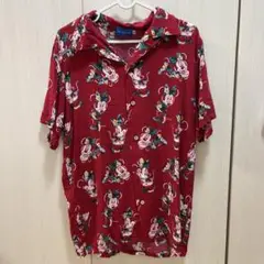 ミニーマウス プリント 半袖シャツ 赤