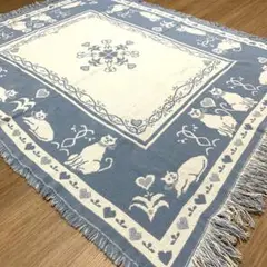 ラグマット カーペット 輸入雑貨 アニマル柄136×110cm 青ブルー系