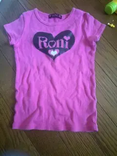 Roni ピンク ハートプリント Tシャツ S
