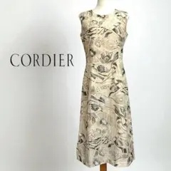 CORDIER コルディア ノースリーブワンピース L ベージュ 花柄 日本製