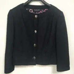 E255 美品 L 42 ポールスミスブラック ノーカラーJKT レディース E255 美品 L 42 ポールスミスブラック ノーカラーJKT レディース