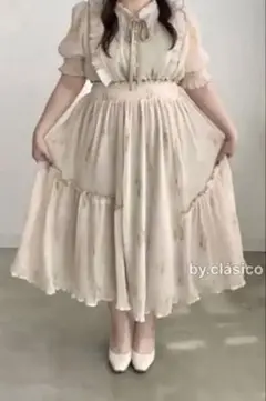 CLETTEオリジナル★ぼかし花柄フリルワンピース クレット